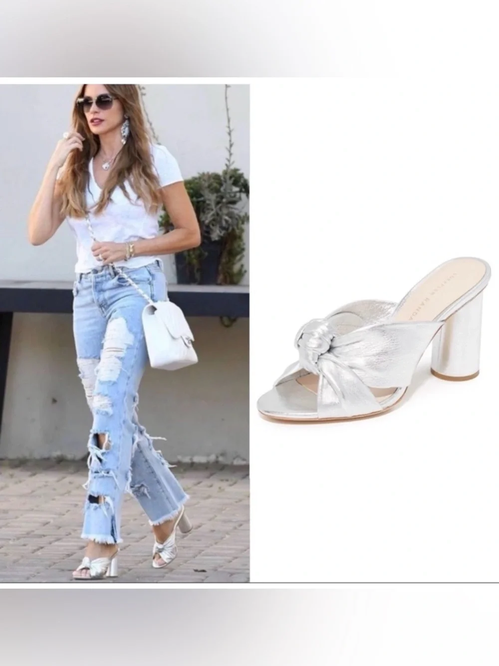 Loeffler Randall Coco Knotted Metallic Leather Mules ASO Sofia Vergara Sz8